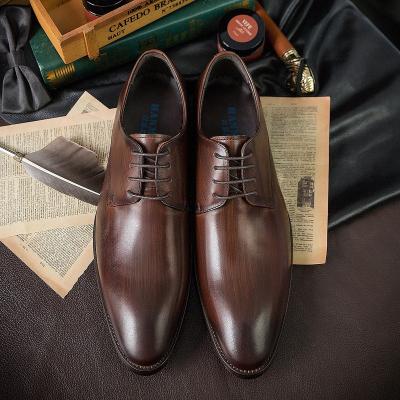 China Low MOQ High Quality Genuine Leather Shoes Mens Breathable Handmade Derby Shoes for sale