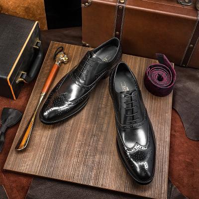 China Hot sale luxury formal genuine shoes men's brogues handcrafted leather shoes breathable China factory low moq for sale