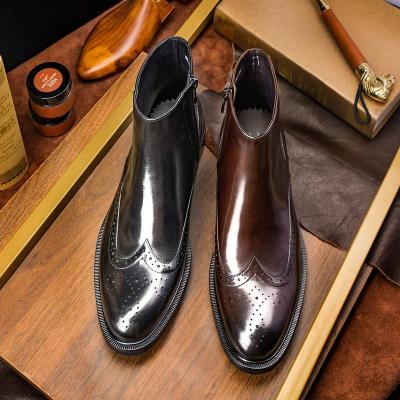 China Yangjiang Professional High Quality Genuine Leather Men's Breathable Chelsea Boots for sale