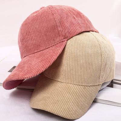 China Custom Manufacturer Brand Quality Unstructured Logo Embroidery Wholesale 6 Panel Corduroy Hats Dad Hat COMMON for sale