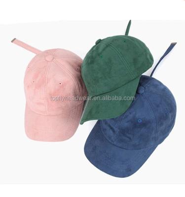 China JOINT Colored Unstructured Suede Dad Baseball Caps With Long Strap for sale