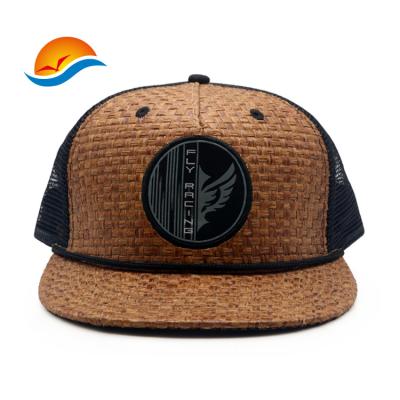 China JOINT Material Custom Logo Straw Trucker Hat 5 Panel Environmental Protection Snapback Hat for sale