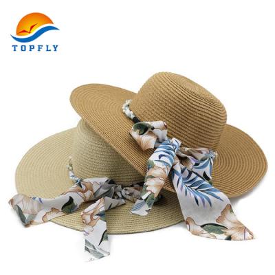 China 2022 Sale 2022 Character Lady Character Brim Summer High Quality Flat Brim Straw Hat Custom Printed Felt Hat With Ribbon for sale