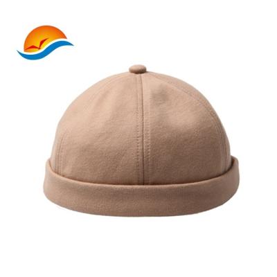 China COMMON Vintage Custom Adjustable Leather Strap Fashion Brimless Baseball Cap No Visor Brim Hat for sale