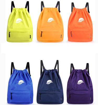 China Beach Bag Promotional Logo Nylon Sports Travel Eco Friendly Custom Printed Backpack Polyester Drawstring Bag for sale