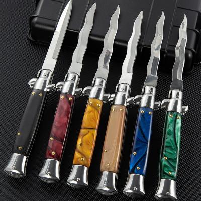 China Wavy Blade Godfather 440 Stainless Steel Popular Italian Tactical Mafia EDC Military Outdoor Camping Folding Pocket Knife for sale