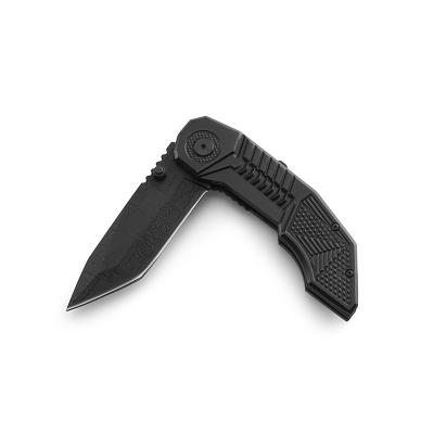 China OEM Good Design Folding Knife Non-variable Outdoor Survival Camping Tactical Knife Pocket All Black Knife With Nylon Cover for sale