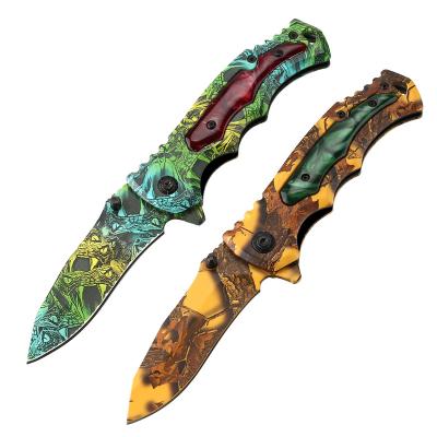 China Free Sample Factory Outlet Camouflage Blades Pocket Knife Resin Handle Non-variable Knife Increasing Mountaineering Outdoor Folding Knife for sale