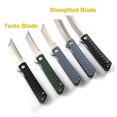 China Non-variable satin polished tanto blade sheepfeet blade sheepfeet blade folding knife CNC D2 tool steel blade Group of Ten handle pocket knife EDC for sale