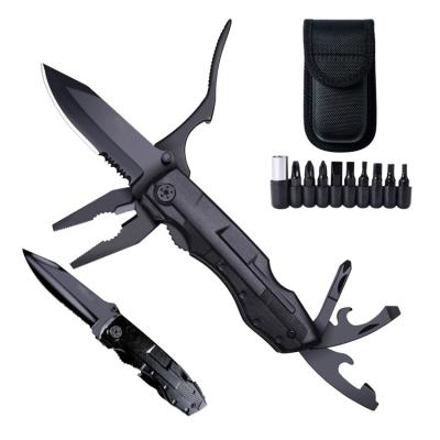 China Unrated 18 in 1 Black Corrosion Resistant Multitool Pliers Portable Folding Knife Kit Camping Tools Survival With Pocket for sale