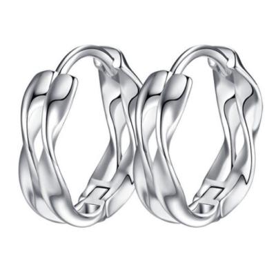 China Fashion CLASSIC Unisex Beautiful Copper Jewelry Nickel Wave Silver Double Earrings for sale