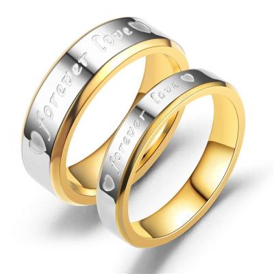 China European and American fashion casual/sporty FOREVER LOVE Beveled Gold Couple Rings for sale