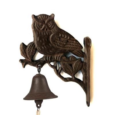 China Vintage Garden Owl Doorbell Wall Mounted Rustic Antique Door Bell Metal Bells for Indoor Outdoor Door, Gate, Garden, Patio, Lawn, Bar, for sale