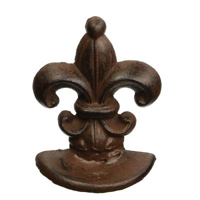 China Garden Decor Antique Cast Iron Fleur de Lis Bookends for Home Decor for sale