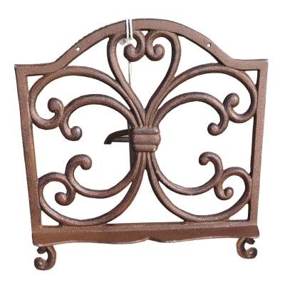 China Traditional Classic Cast Iron Cookbook Holder Decorative Cast Iron Recipe Holder For Kitchen Cafe for sale