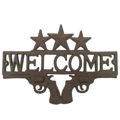 China Eco - Friendly Decorative Cast Iron Home Decoration Welcome Sign Metal Yard Sign for sale