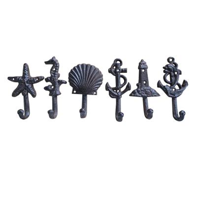 China Sustainable cast set of six nautical hook hooks for sale