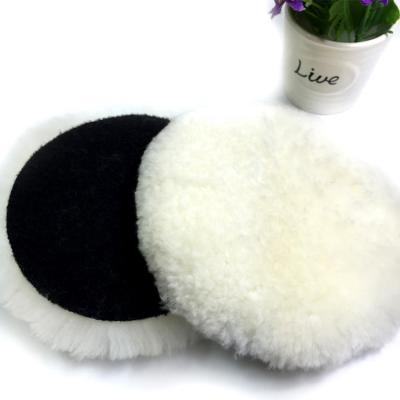 China Striped 6 inch pure lambs wool white wool pad with hook and loop for good polish for sale