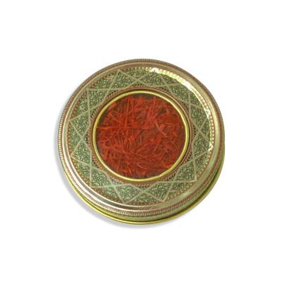 China Custom Printing Round Food Grade Metal Tea Container Spice Tin Box Saffron for sale