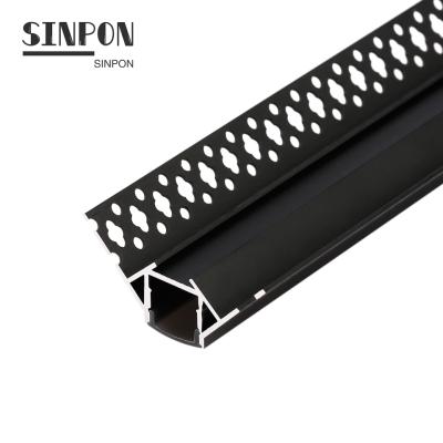 China Recessed Aluminum Alloy Ceiling Wall Drywall Gypsum Plasterboard Inside Outside Corner Tube Channel Led Alu Aluminum Profiles For Strip Light for sale