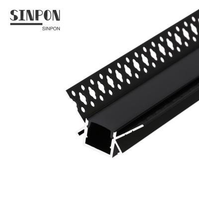 China Recessed Aluminum Alloy Ceiling Wall Drywall Gypsum Plasterboard Inside Outside Corner Tube Channel Led Alu Aluminum Profiles For Strip Light for sale