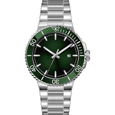 China New Customization Nature Green 30ATM Full Stainless Steel Luminous Stitched Mechanical Automatic Calendar OEM Movement For Men Diving Wrist Watch for sale