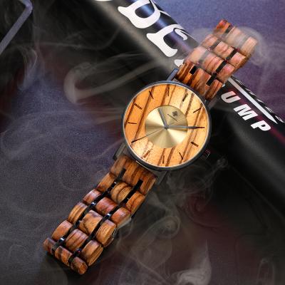 China Water Resistant Luxury Watches Kunhuang 3002 Mens Watches Wood Chronograph Walnut Fashion Wood Watch for sale