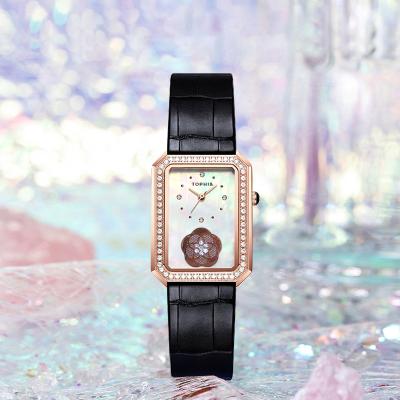 China High Quality Custom Water Resistant Tophill Full Metal Women Quartz Watch Set Crystal Women Watch Quartz Leather Watch With Strap for sale