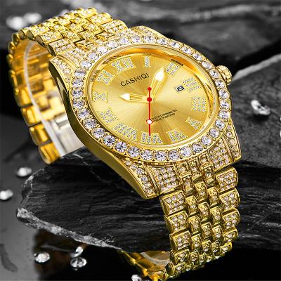 China Diamond Light Luxury Fashion Handsome High-end Brand Full Calendar Or Wristwatch Men's Luminous OEM Male Quartz Custom Classic Watches for sale