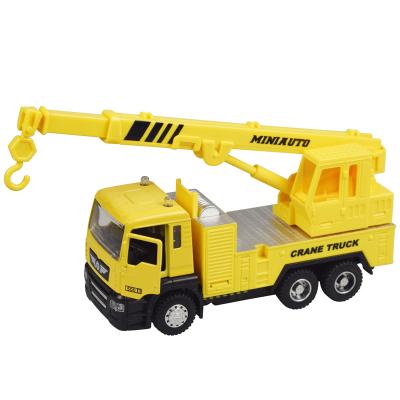 China Diecast Toy 1:50 Diecast Vehicle Construction Truck Model Toys For Kids Crane Truck Toy Pull Back Functions With Lights And Sound for sale