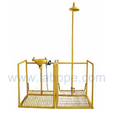 China SHD100Y-safety Pedaled shower & eyewash station with railing,SS304/G.I. for sale