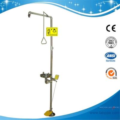 China SH712BSF-SUS304 stainless steel Pedaled emergency shower & eyewash station combination foot operated rotary shower head for sale