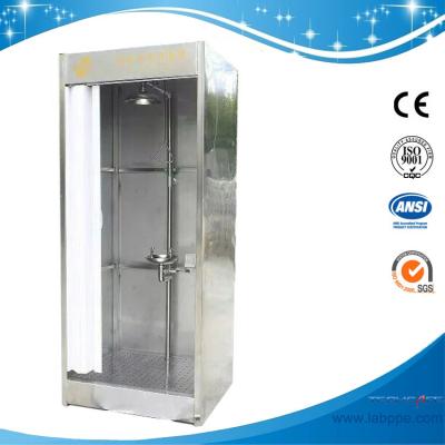 China SH786B-Emergency shower & eyewash booth,stainless steel with water/waste tank and curtain door wash booth ss304 ANSI Z for sale