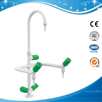 China SHA1-2-Three Way/Triple outlet Lab Tap/Faucet,brass,360°swing,White/lever handle optional for sale