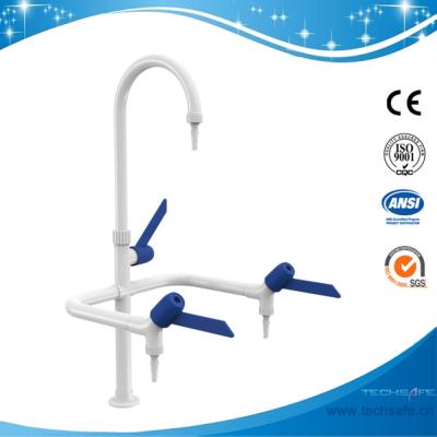 China SHA1-1-Three Way/Triple outlet Lab Tap/Faucet,brass,360°swing,White/lever handle optional for sale