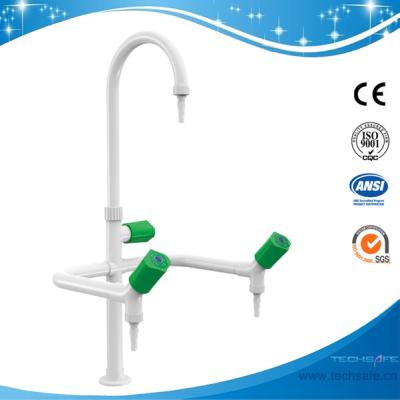 China SHA1-Three Way/Triple outlet Lab Tap/Faucet,brass,360°swing,White/lever handle optional for sale