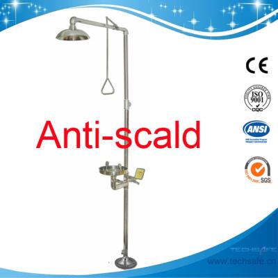 China SH712BSHP-Heat proof SCALD PROTECTION  SAFETY SHOWER & EYE WASH COMBINATION UNIT WITH THERMAL MIXING VALVE lab eye wash for sale