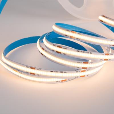 China Long lasting low consumption easy installation/flexible width IP20 12V 24V cuttable cob hotel home decoration high quality flexible 480LED 8MM led strip lights for sale