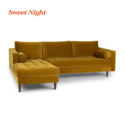 China High Quality Velvet Tufted Furniture Set Couch Living Rooms 3 Seater Sectional Sofa for sale