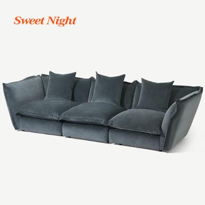 China Contemporary Foldable Upholstered 7 Seater Chesterfield Tufted Living Room Modern Design Fabric Sectional Sofa for sale