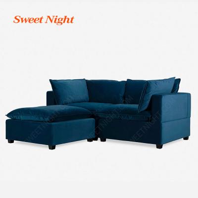 China Modern convertible for home l shape luxury upholstered 3 seater furniture velvet fabric living room sofas for sale