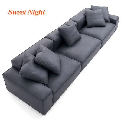 China Foldable lounge for home 3 seater modern minimalist luxury sectional leather sofa for sale