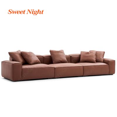 China Cloud Furniture Foldable Modern Sectional Living Room For Home 3 Seater Luxury Leather Sofa for sale