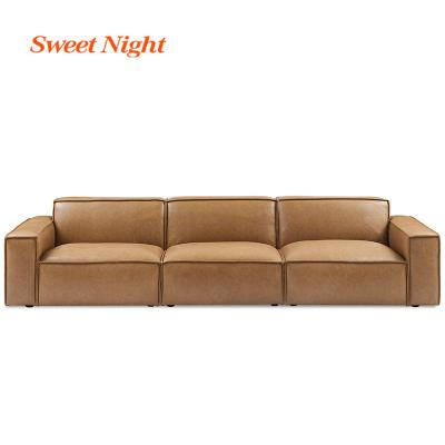 China Foldable For Living Room Furniture Minimalist Luxury Sectional Genuine Leather Sofa for sale