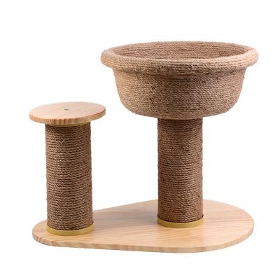 China Sustainable Universal Natural Sisal Climbing Climber Frame Tower Indoor Climbing Cat for sale