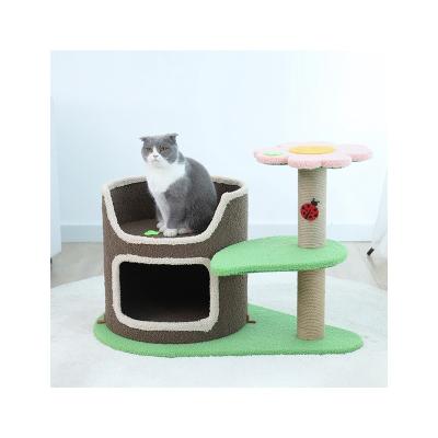 China Manufacturer Newly Designed Green Tree Furniture Stand Viable Column Cat Climber Climbing Frame for sale