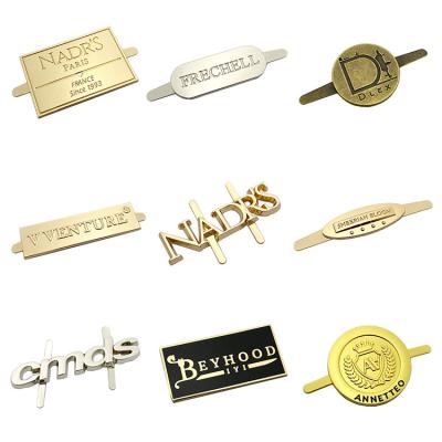 China Garment Bag Accessories OEM Gold Brand Metal Viable Wholesale Custom Logo Customized Name Tag for sale