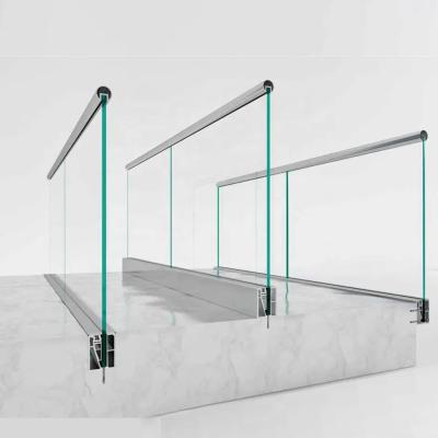 China Frameless U Channel Glass Balustrade Profile Aluminum Base Shoe Glass Railing for sale