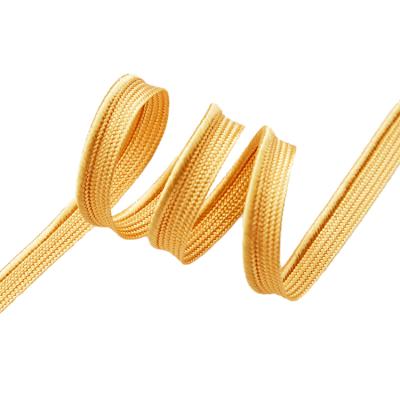 China Viable Gold Color 10mm Piping Rope Braided Polyester Piping Rope Band For Clothes for sale