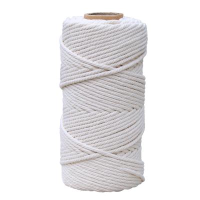 China 4mm Cotton Rope 4 Strands Viable Twisted Natural Macrame Cotton Rope For Wall Hanging Decoration for sale